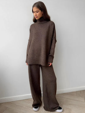 Conjunto Feminino de Tricô com Suéter Mullet e Calça Pantalona - Isabel