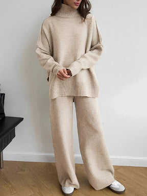 Conjunto Feminino de Tricô com Suéter Mullet e Calça Pantalona - Isabel