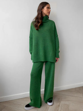 Conjunto Feminino de Tricô com Suéter Mullet e Calça Pantalona - Isabel